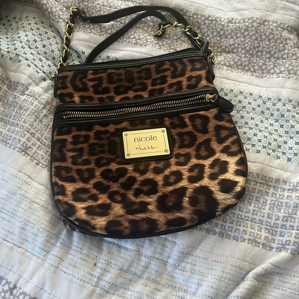 Nicole Miller Leopard Print Crossbody Bag